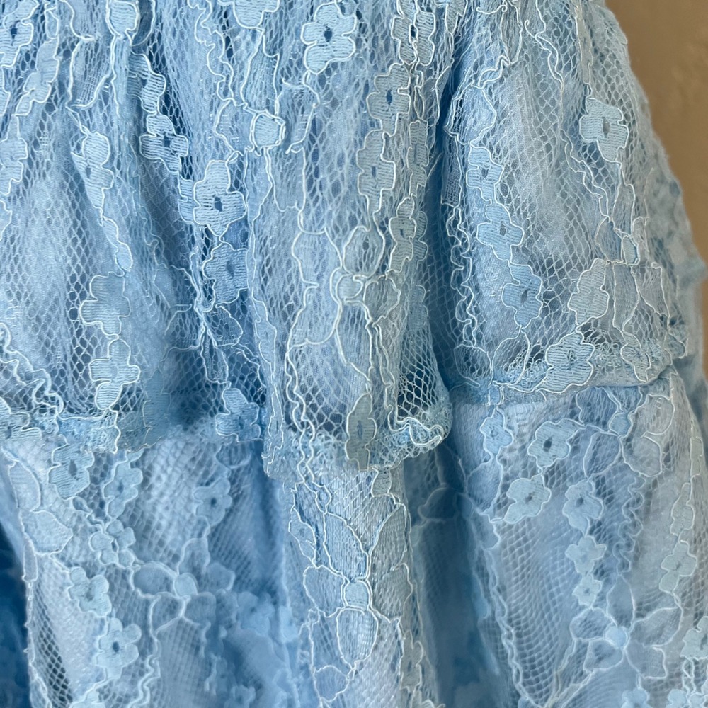 Lulus Mini Dress Strapless Lace Tiered Ruffle Size Small Blue New Fit & Flare - Picture 2 of 9